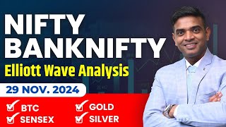 29 Nov Stock Market Prediction  Sensex Nifty BankNifty Gold Silver amp BTC Elliott Wave Analysis [upl. by Iru830]