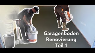 Garagenbodenrenovierung Teil 1  grundieren  nivellieren mit Fließestrich  Baustelle VLOG DIY [upl. by Jacobson589]