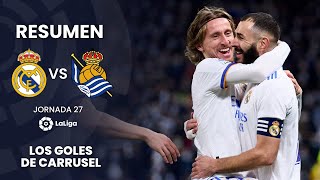 ¡Goleada merengue en LaLiga antes de recibir al PSG  Resumen del Real Madrid 4  1 Real Sociedad [upl. by Lorie]