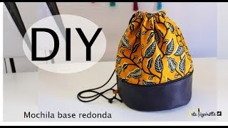 DIY Tutorial mochila de tela con polipiel y base redonda [upl. by Maryanne]