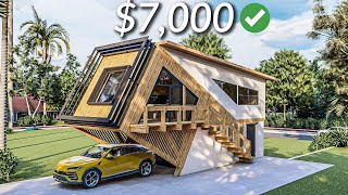 Modern Tiny House With 2 carports  Luxury Cabin House Tour [upl. by Etteyafal]