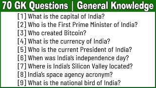 70 Easy GK Questions and Answers in English  General Knowledge  Current Affairs Questions [upl. by Raf]