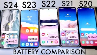 Samsung Galaxy S24 Vs Samsung Galaxy S23 Vs Galaxy S22 Vs Galaxy S21 Vs S20 Battery Comparison [upl. by Clarance]