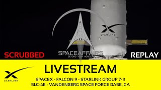 SCRUBBED  SpaceX  Falcon 9  Starlink Group 711  SLC4E  Vandenberg SFB  January 20 2024 [upl. by Ayhdnas]