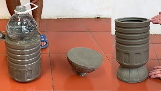 Make Outstanding Cement Plant Pots From Plastic Bottles Easily At Home [upl. by Anin]