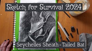 💚Sketch for Survival 2024  Endangered Species Conservation Support  Charcoal Bats [upl. by Gibert]