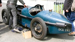 Incredible PreWar Race Cars StartUp Sound  Vintage Revival Montlhéry  Amilcar C6 Alta Brooke [upl. by Aylad720]