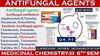 Antifungal Agents  Antibiotics amp Azole Antifungal Drug  Medicinal Chemistry3  U4 BP601T [upl. by Ibrab]