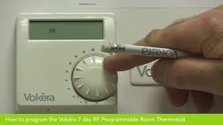 Programming the Vokèra 7 day Radio Frequency RF Room Thermostat first generation [upl. by Iaj]