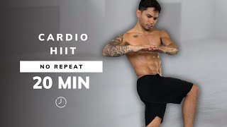 20 Min CARDIO HIIT WORKOUT  ALL STANDING No Equipment No Repeat Full Body [upl. by Yblek]