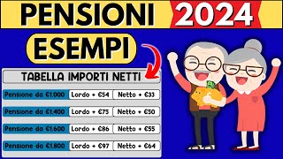 ✅PENSIONI👉AUMENTI DA GENNAIO 2024👉 ESEMPI CON IMPORTI NETTI➕NUOVE FASCE RIVALUTAZIONE [upl. by Ardath]