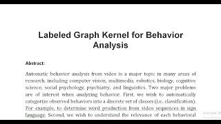 Labeled Graph Kernel for Behavior Analysis [upl. by Ahseet]