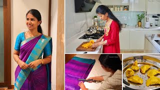 ஒரு Long Breakக்கு அப்புறமா…😊 Avarakkai Kuzhambu  Silk Saree prepleating  Vennila Veedu Vlogs [upl. by Eciram]