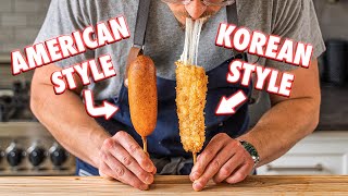 Making The Perfect Corn Dog Korean vs American [upl. by Olnay]