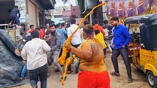 Potharaju Beating Public  Funny Video of Potharaju  2022 Golconda Bonalu [upl. by Ahsienek354]