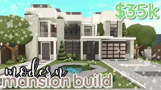 35k MODERN MANSION  bloxburg house build WITH VOICE [upl. by Nirtak]