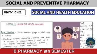 Social and Health Education  Unit1 Ch2  Social and preventive pharmacy B pharm 8th semester [upl. by Aruat]