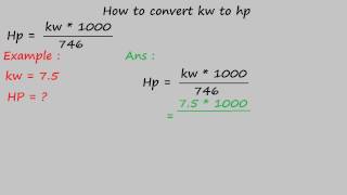 how to convert kw to hp  electrical formulas [upl. by Ledniahs102]