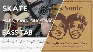 Bruno Mars Anderson Paak Silk Sonic  Skate  Bass Cover  Play Along Tabs and Notation [upl. by Ilona958]