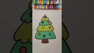 How to draw a Christmas Tree easy step by step art treedrawing christmas december asmrsounds [upl. by Enitnelav994]