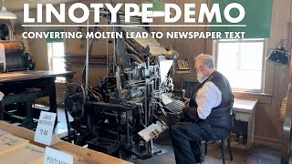 Linotype newspaper printing demonstration  Heritage Park Historical Village Calgary [upl. by Grussing]