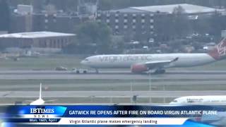 Gatwick re opens after fire on board Virgin Atlantic Plane [upl. by Sukram]