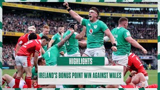 Highlights Irelands Bonus Point Win Against Wales [upl. by Norahc654]