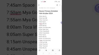 Classic Primary Schedule for 16th October 2024 [upl. by Torras387]