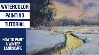 Watercolor Painting Tutorial  How to Paint a Winter Landscape [upl. by Ahsinahs776]