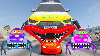 LIVE Escape From LIGHTNING MCQUEEN EATER BOT  Lightning McQueen Ride Chase BeamNG Drive  SCP09613 [upl. by Seem214]