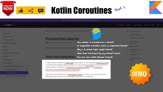 Getting started with Coroutines  Kotlin Fundamentals Tutorial  50 [upl. by Ahsiekar]