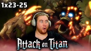 SEASON 1 FINALE ARC Attack on Titan Reaction 1x2325 [upl. by Nigen]