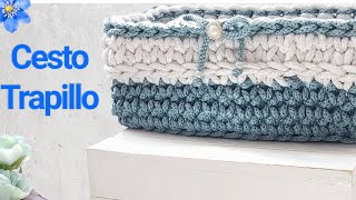 Como hacer un Cesto a trapillo en crochet paso a paso ☆ [upl. by Marnie]