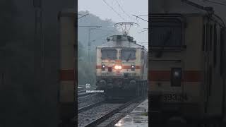 Entry😍✨ wap7 wap7loco wap7locomotive indianrailways love headlight pantograph wiper rain [upl. by Einavoj]