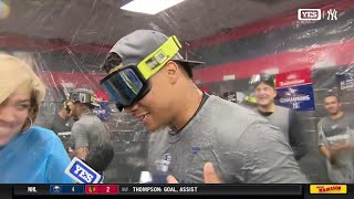 Juan Soto speaks on hitting clutch 3run homer to advance the Yankees to the World Series [upl. by Colton]