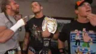 Triple H Orton and Cena backstage 03 03 08 [upl. by Reiter]