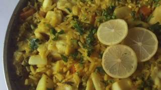 بايلا بالحوت على طريقتي الخاصة جد رائعة ولذيذة recette de paella [upl. by Essila]