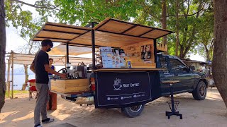 ASMR Cafe Vlog DIY Small Pickup Truck Converted Into Coffee Shop Easy Kopi Street Food Ideas How to [upl. by Leila]