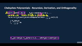 Chebyshev Polynomials Recursion Derivation and Orthogonality [upl. by Marpet]