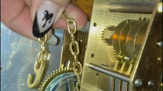 Lower chains on Tempus Fugit grandfather clock and pendulum troubleshoot [upl. by Ailedo59]