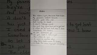 OLDER  Sasha Alex Sloan love song newmusic lyrics handwriting english shortvideo fyp older [upl. by Eralc172]