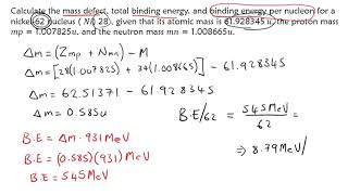 Find Mass DEFECT and BINDING Energy [upl. by Nedyaj]