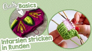 Intarsien in Runden stricken  CraSy Basics [upl. by Agem]