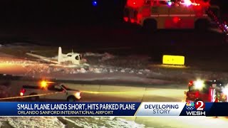 Officials Small plane trying to land hits another plane at Orlando Sanford International Airport [upl. by Karab]