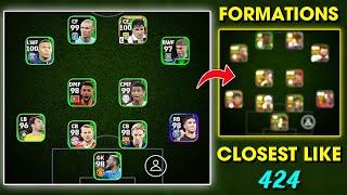 Closest Formations to 424 in eFootball 2024 mobile 😍  eFootball Best Formations [upl. by Tenner]