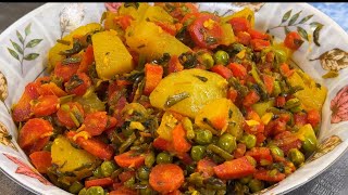 simple gajar matar ki sabji  How to make simple tasty vegetable mix recipe  how to cook mix sabji [upl. by Ytram]