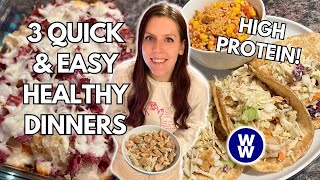 3 QUICK amp EASY HIGH PROTEIN HEALTHY DINNER RECIPES  WeightWatchers Points Calories amp Macros [upl. by Tammi675]