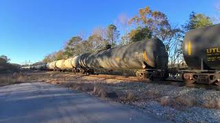 A UP triple header knocks down the green with a short southbound manifest at mile post 227 [upl. by Luzader]