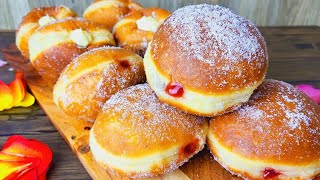 Einfache Berliner Krapfen Kreppel Pfannkuchen mit Rezept für Vanillecreme [upl. by Eylk]