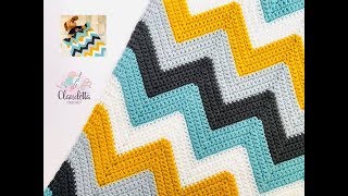 CROCHET CHEVRON STITCH  EASY BABY BLANKET [upl. by Monda452]